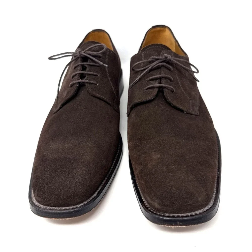 Russell & Bromley London Derby Shoes Mens US 11 Dark Brown Suede Lace Up Career